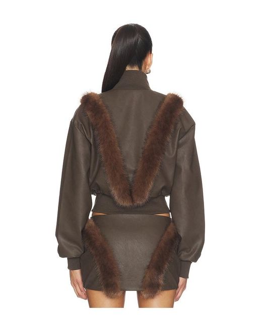 OW Collection Brown Bela Faux Fur Jacket