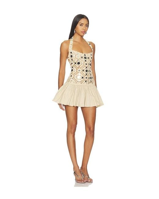 retroféte Natural Aliane Crochet Dress