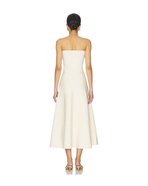 Karina Grimaldi White Eira Strapless Midi Dress