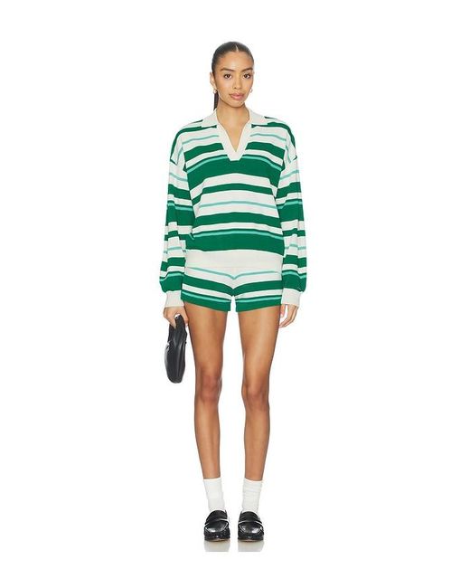P.E Nation Green Retreat Stripe Collar Knit Pullover
