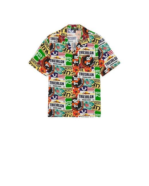 True Religion Multicolor Camp Collar Button Down Shirt for men