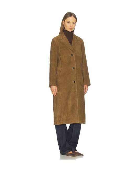 Vince Natural Suede Leather Long Coat