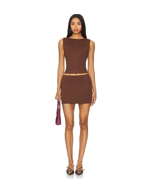Lovers + Friends Brown Morgan Mini Skirt