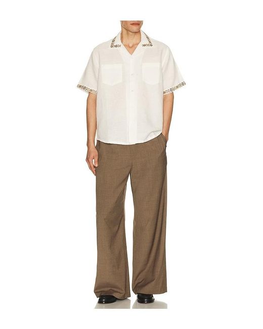 Corridor NYC White Harmony Embroidered Short Sleeve Shirt for men