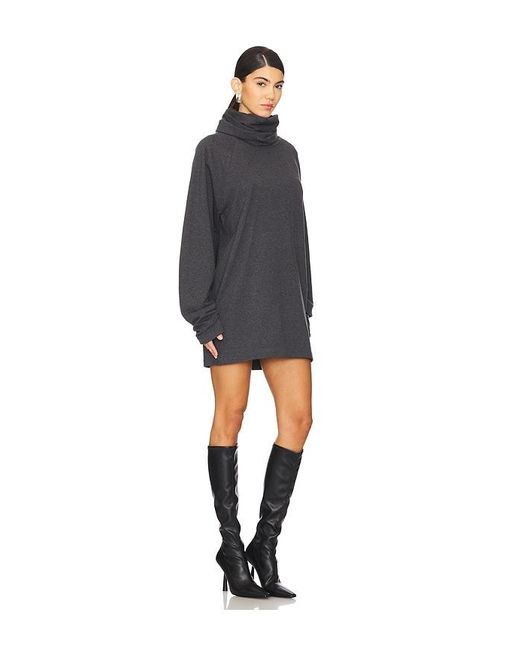Norma Kamali Black Oversized Raglan Sleeve Turtleneck Mini Dress