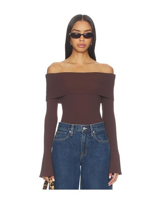 MORE TO COME Blue Candace Off Shoulder Sweater