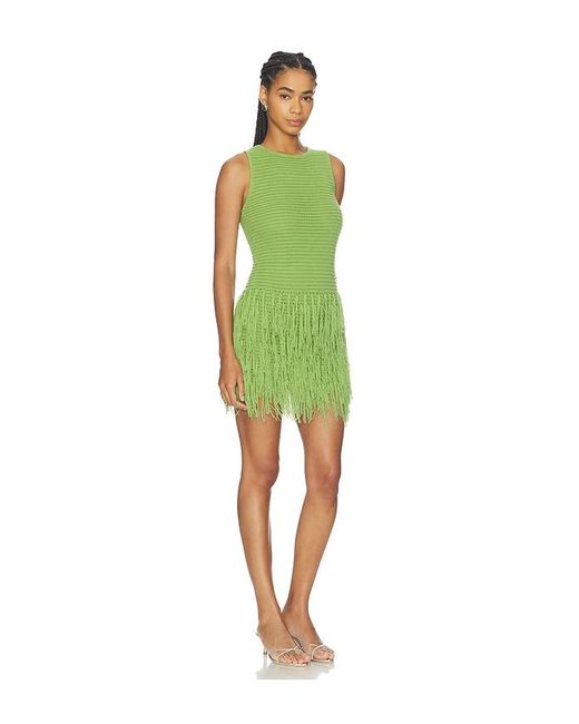 MORE TO COME Green Lita Fringe Knit Mini Dress