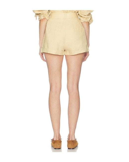 Helsa Natural Washed Linen Pleated Short