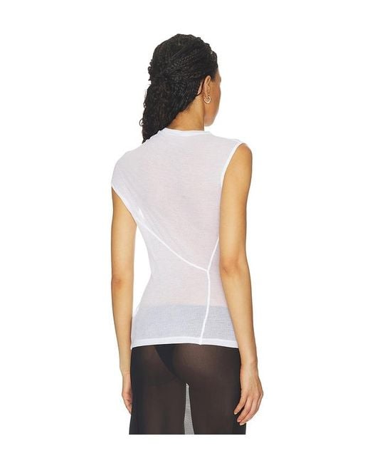 Helmut Lang White Sheer Twist Tank