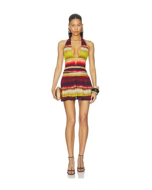 Runaway the Label Orange Xylia Halter Low Plunge Mini Dress