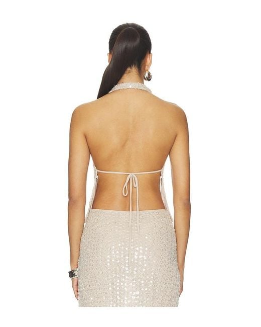 Lovers + Friends Natural Clara Sequin Top