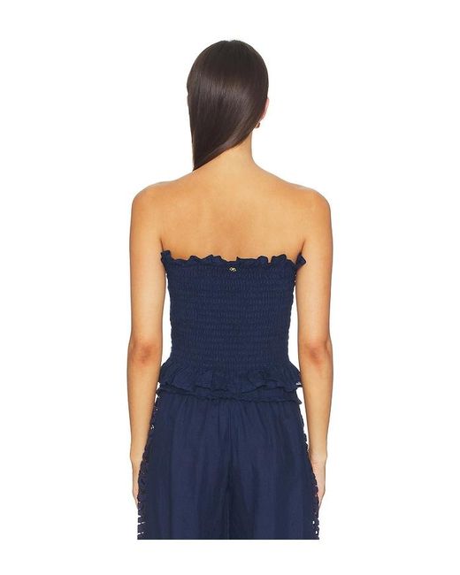 PQ Swim Blue Lexi Smocked Top