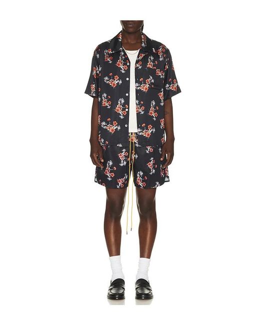 Rhude Black Turbo Floral Button-Up Shirt for men