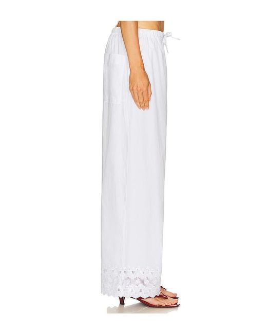 Helsa White The Summer Pant With Vintage Swiss Embroidery