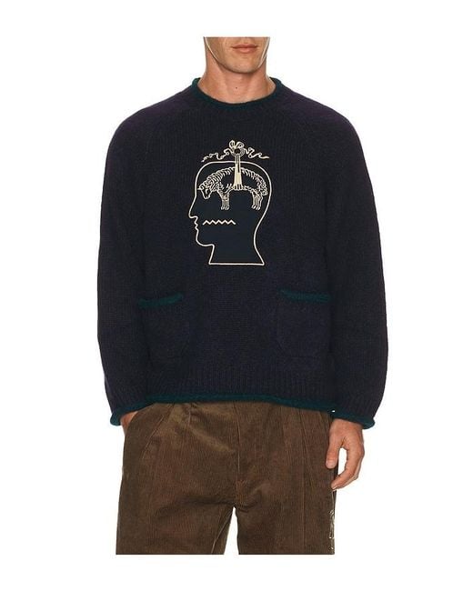 Brain Dead Blue Brooks Brothers California Rolled Neck Sweater for men
