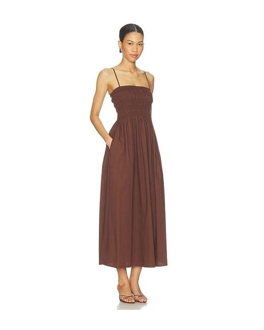 Pistola Brown Bianca Shirred Bodice Dress