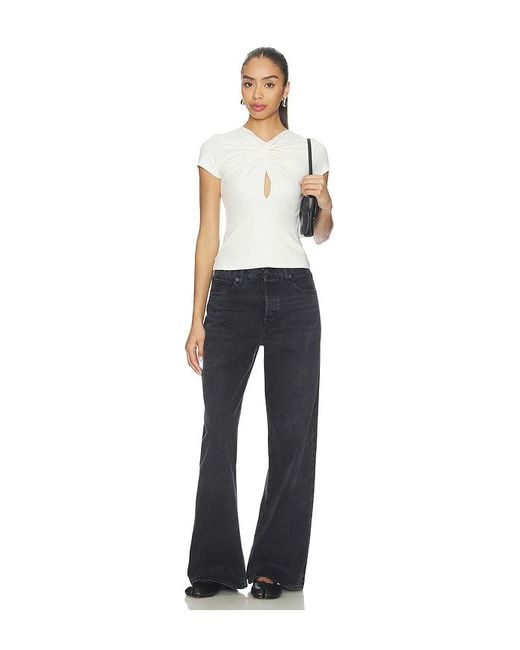 GRLFRND Blue Keyhole Twist Short Sleeve Tee