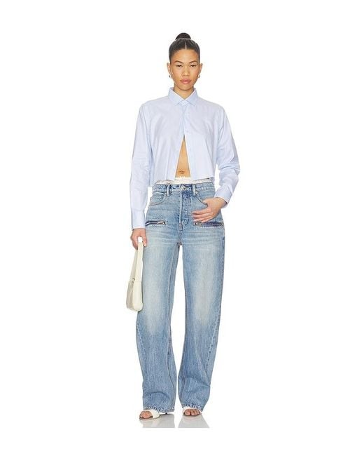Alexander Wang Blue Silk Prestyle Float Jeans With Horizontal Zips