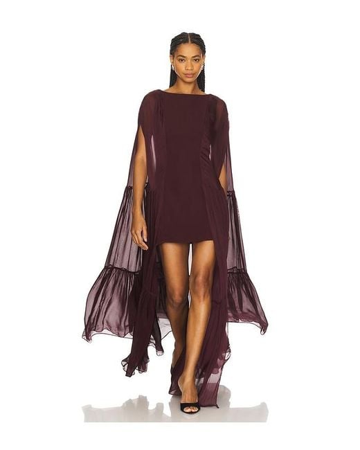 La Fuori Coralia Gathered Cape Dress