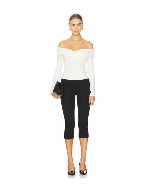 Line & Dot White Towne Off Shoulder Top