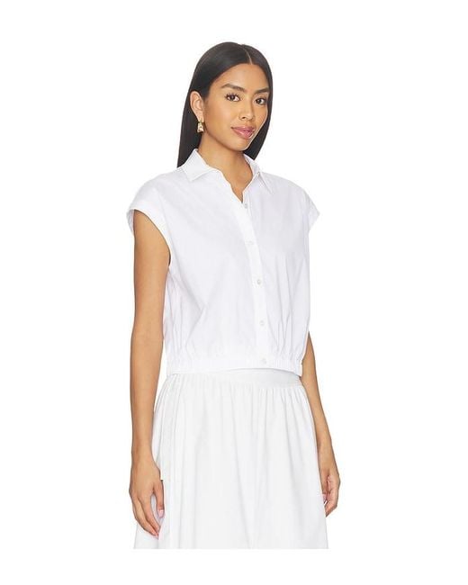 Theory White Cropped Elastic Shirt