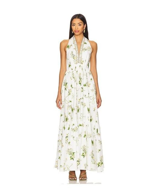 Camilla White Ruffle Hem Halter Dress