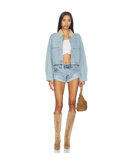 Blank NYC Blue Cropped Denim Jacket
