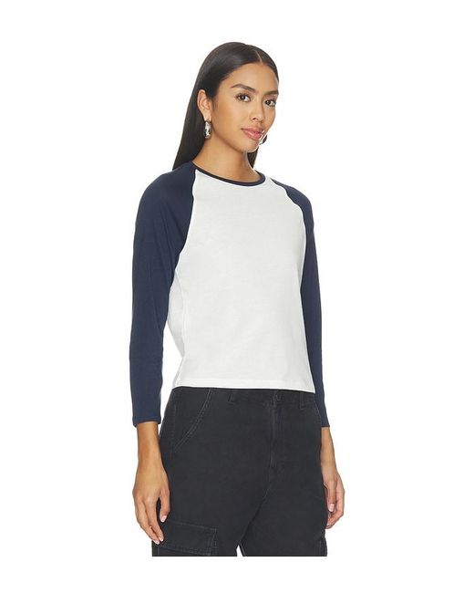 GOOD AMERICAN Blue Long Sleeve Raglan Tee