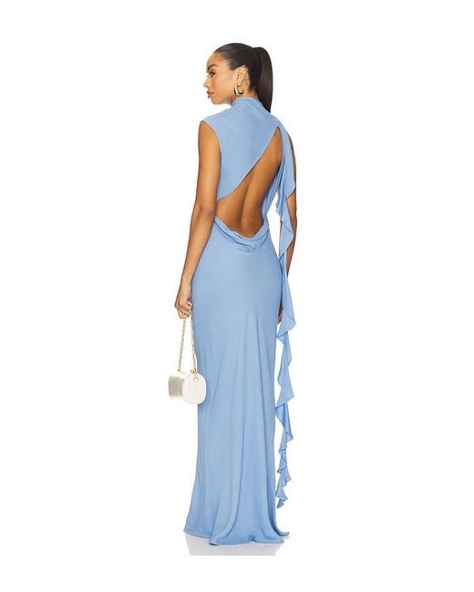 Shona Joy Women's Blue Rio Draped Ruffle Maxi Dress