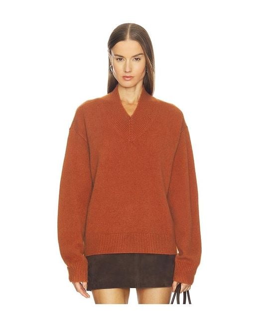 SRG Orange Doris Cashmere V-Neck Sweater