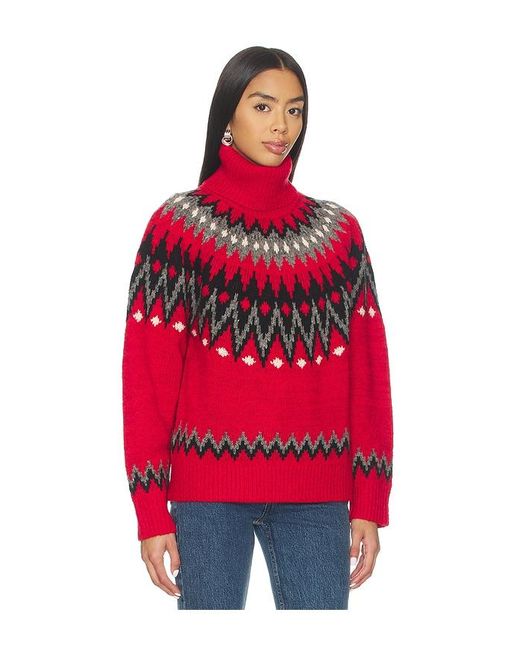 Polo Ralph Lauren Red Fair Isle Wool Blend Turtleneck Sweater