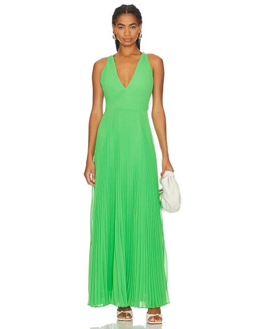 MILLY Green Oria Pleated Dress