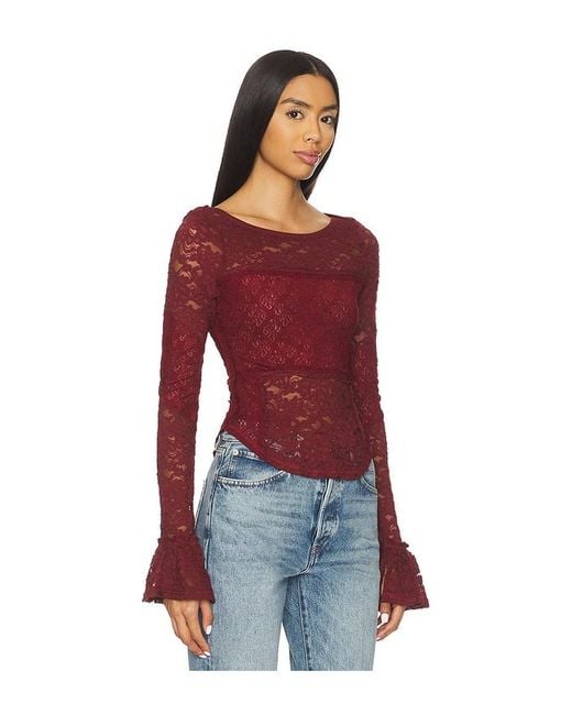 Free People Red Lace Layering Long Sleeve