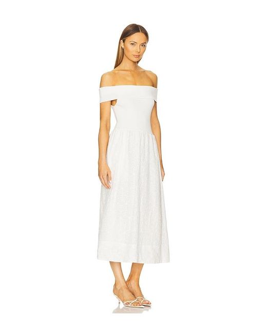 Astr White Schulterfreies Mixed-Media-Kleid