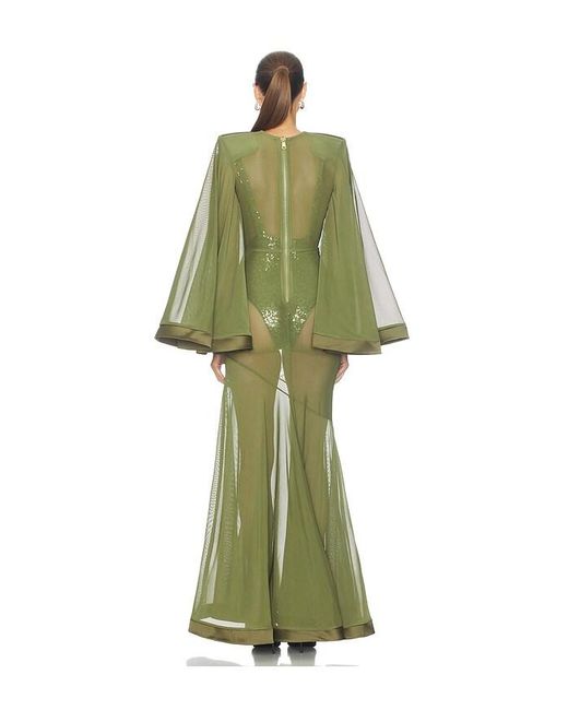 Zhivago Green Illusion Survives Love 2 Pc Mesh Gown