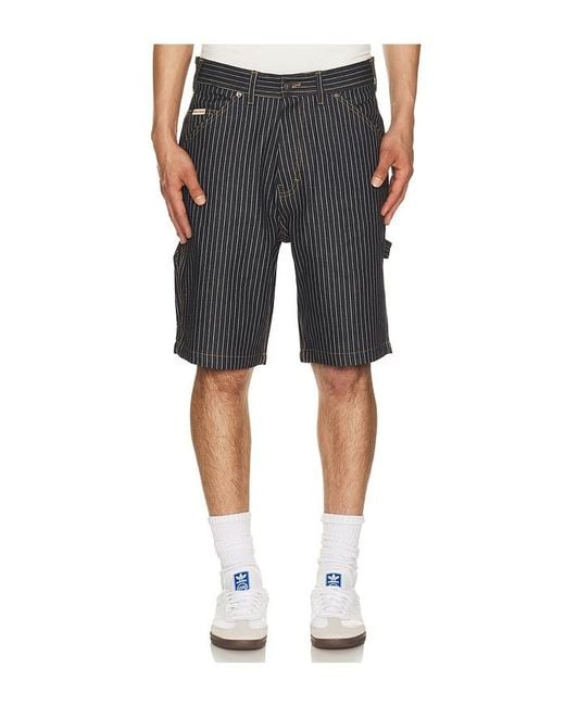 Iron & Resin Black Dennis Striped Denim Shorts for men