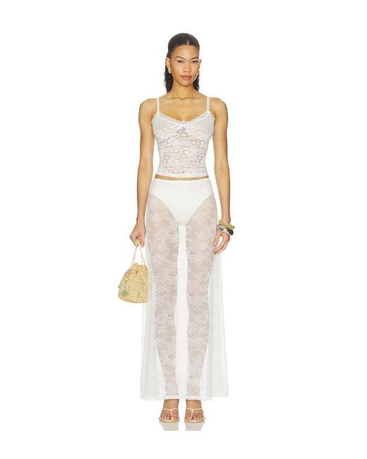 Runaway the Label White Jenna Low Waist Lace Maxi Skirt