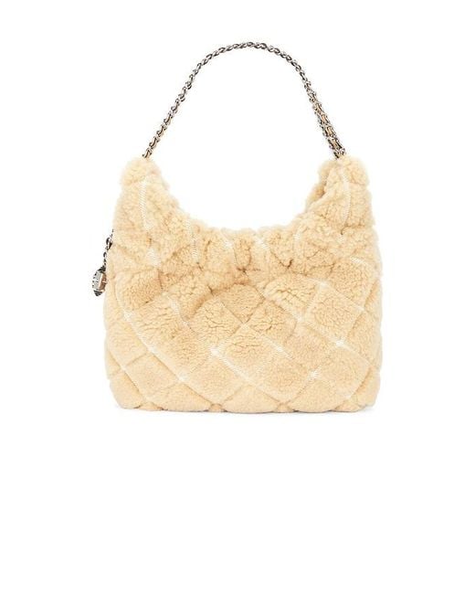 Tory Burch White Fleming Shearling Mini Hobo Bag