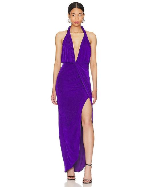 Misha Purple Venetia Slinky Gown