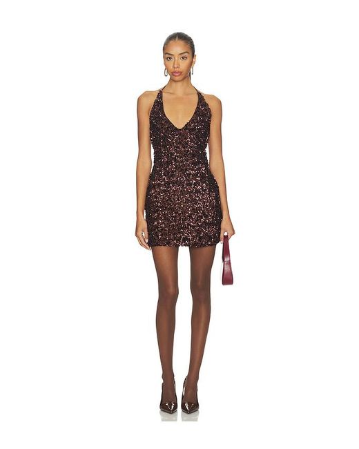 SNDY'S Asher Sequin Mini Dress in Brown | Lyst Australia