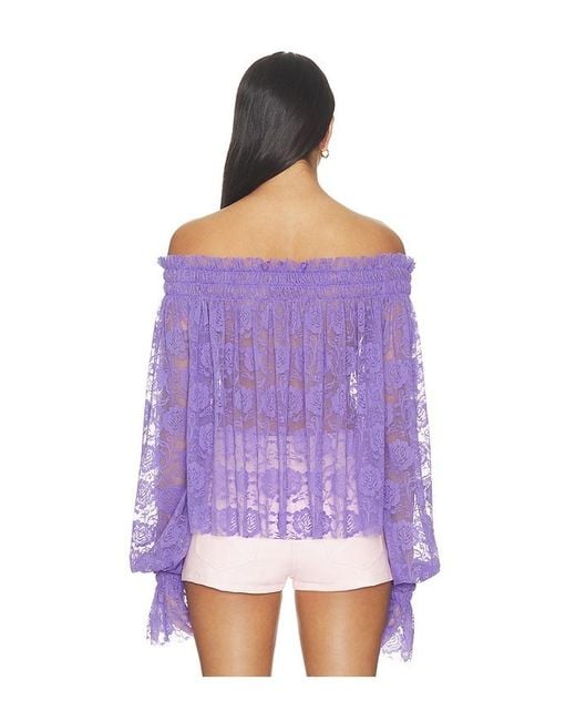 Norma Kamali Purple Long Sleeve Peasant Top