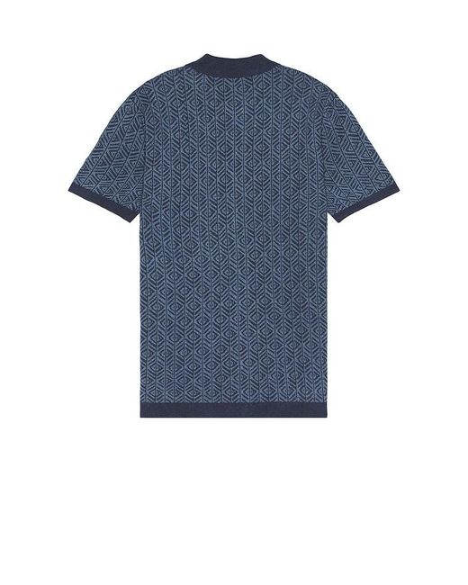 Marine Layer Blue Jacquard Short Sleeve Sweater for men