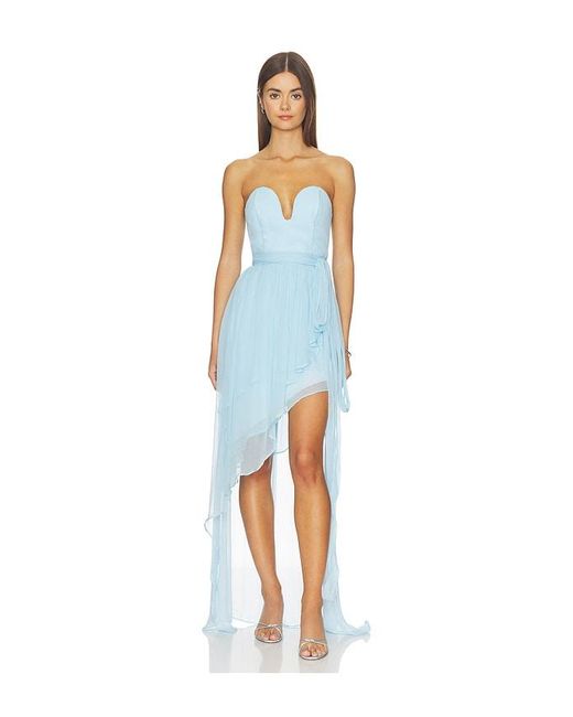 Amanda Uprichard Blue Aurelia Maxi Dress
