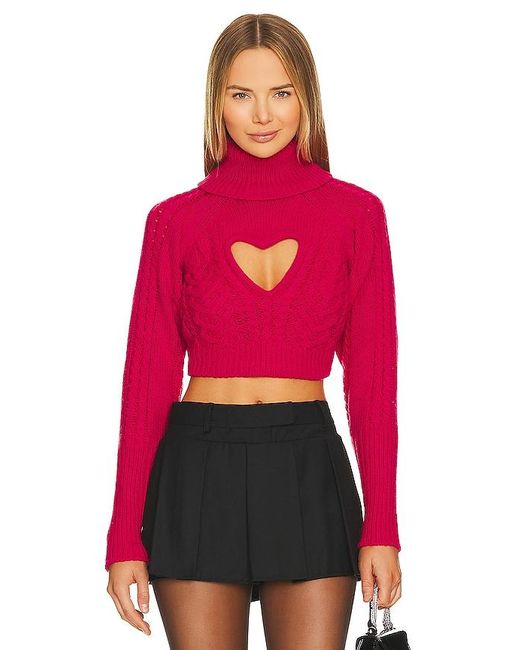 For Love & Lemons Red Vera Cutout Sweater