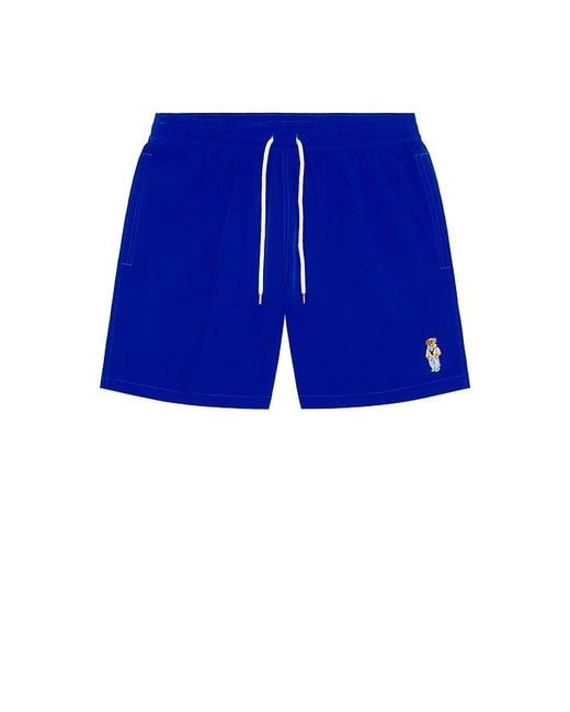 Polo Ralph Lauren Blue Novelty Island Bear Traveler Swim Trunk for men