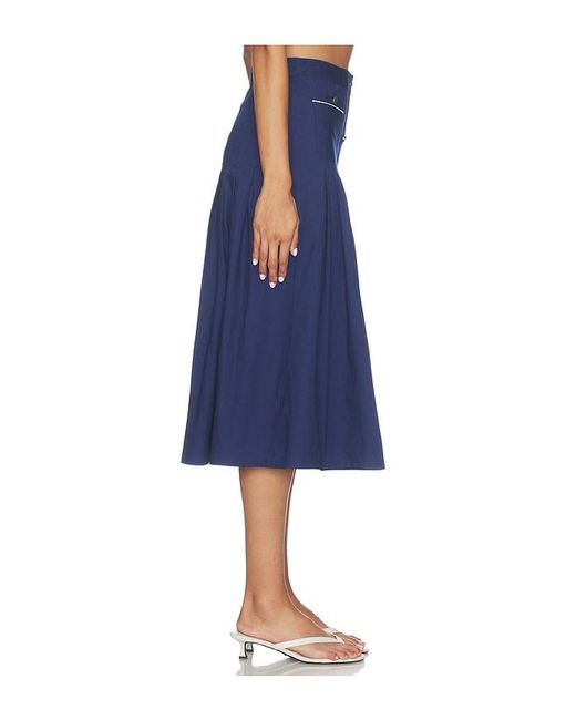 SER.O.YA Blue Yumi Poplin Skirt