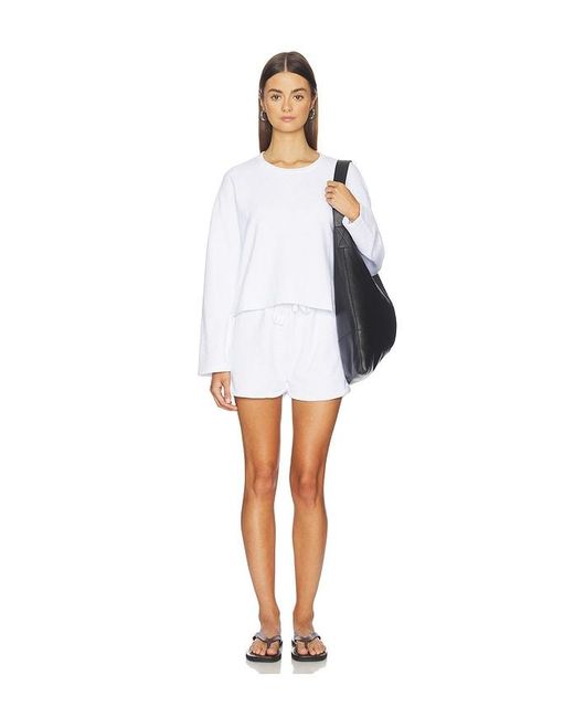 Bobi White Folded Hem Shorts