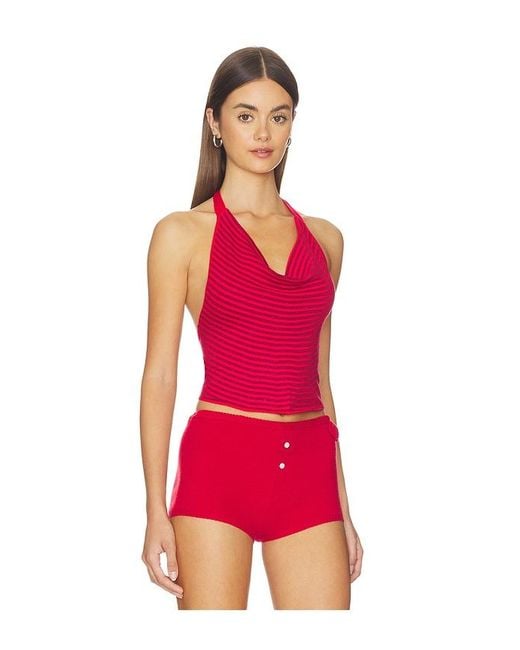 Frankie's Bikinis Red X Jennie Briar Cloud Knit Halter Top