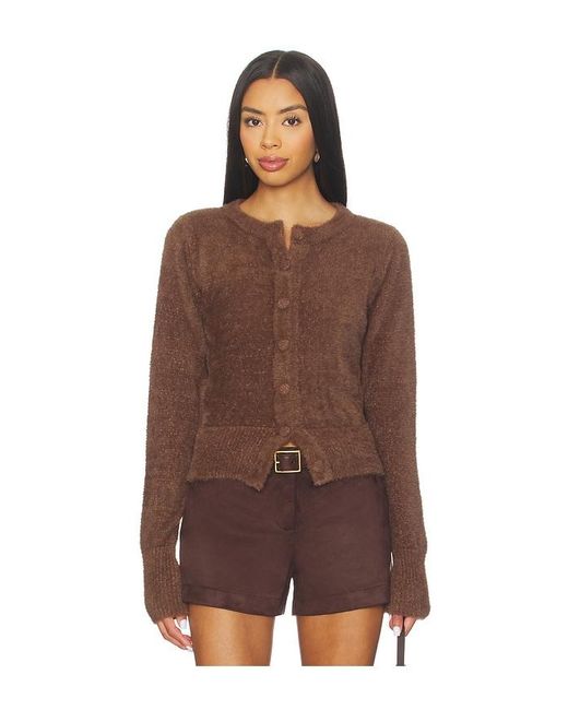 SNDY'S Brown Kailey Fluffy Knit Cardigan