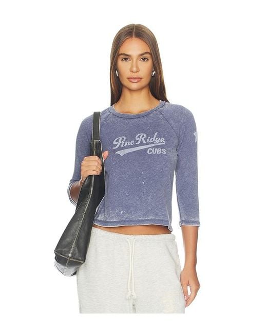 Daydreamer Blue Pine Ridge Cubs Burnout Raglan Tee
